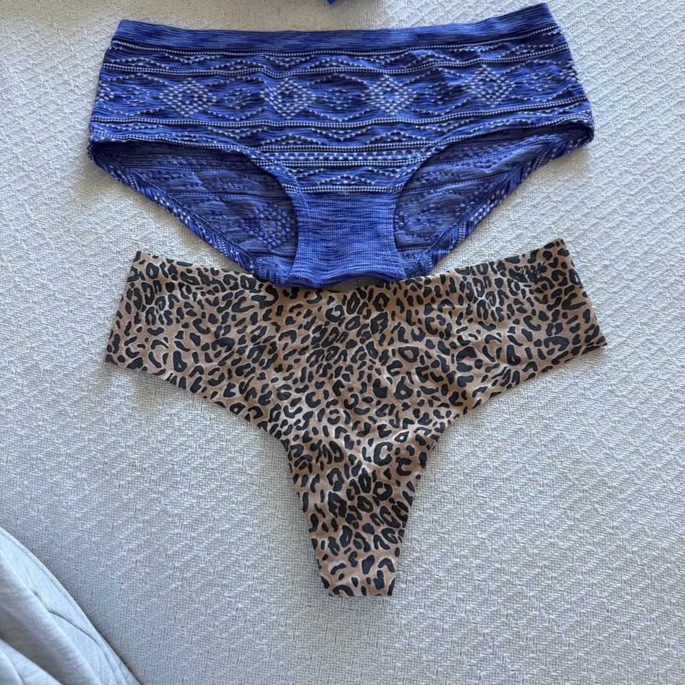 Victoria's Secret Blue Lace and Leopard Print Bottoms